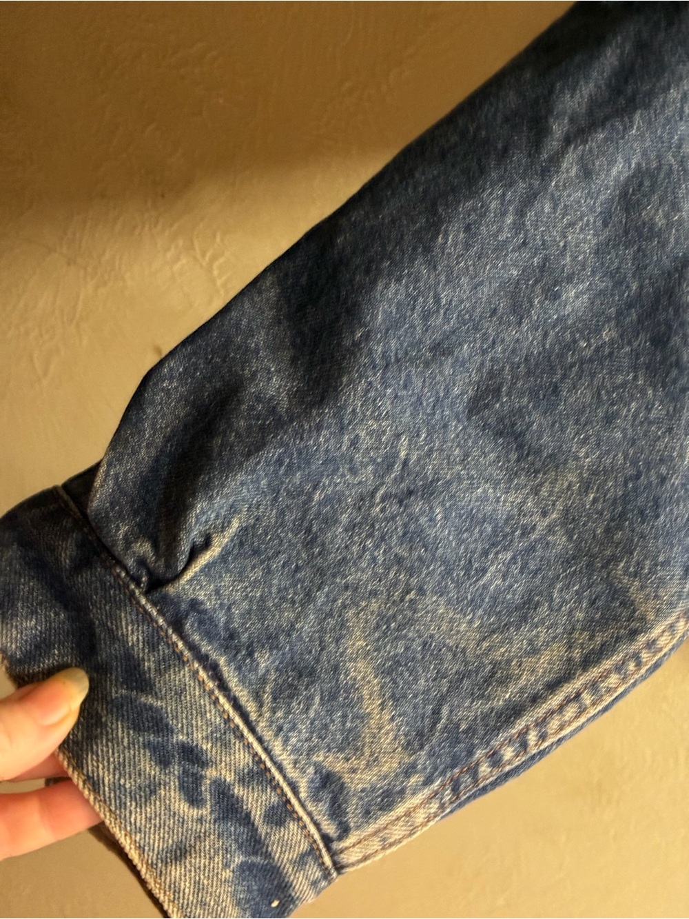 Men’s,Levi's Blue Denim flannel lined distressed Bomber Jacket XL 90s grunge - Picture 7 of 14